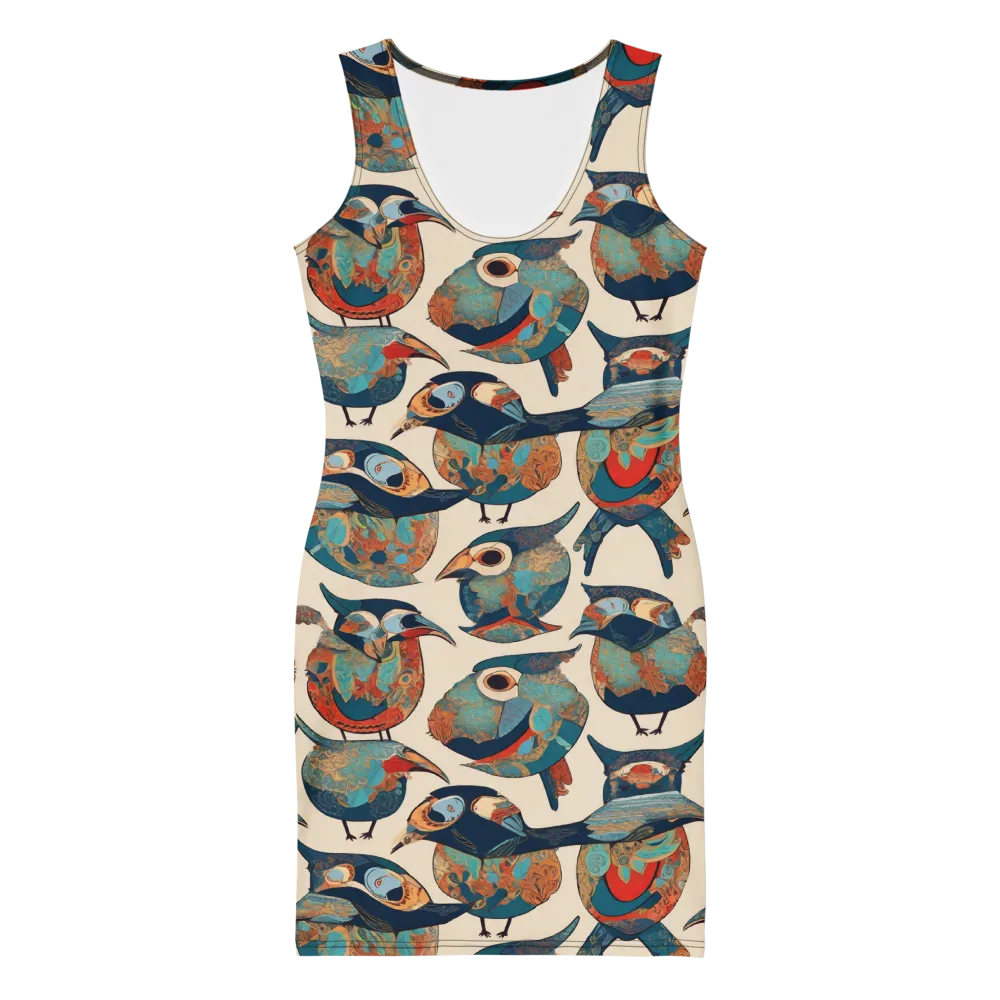 Ornithic Tapestry on Bodycon Dress — Front