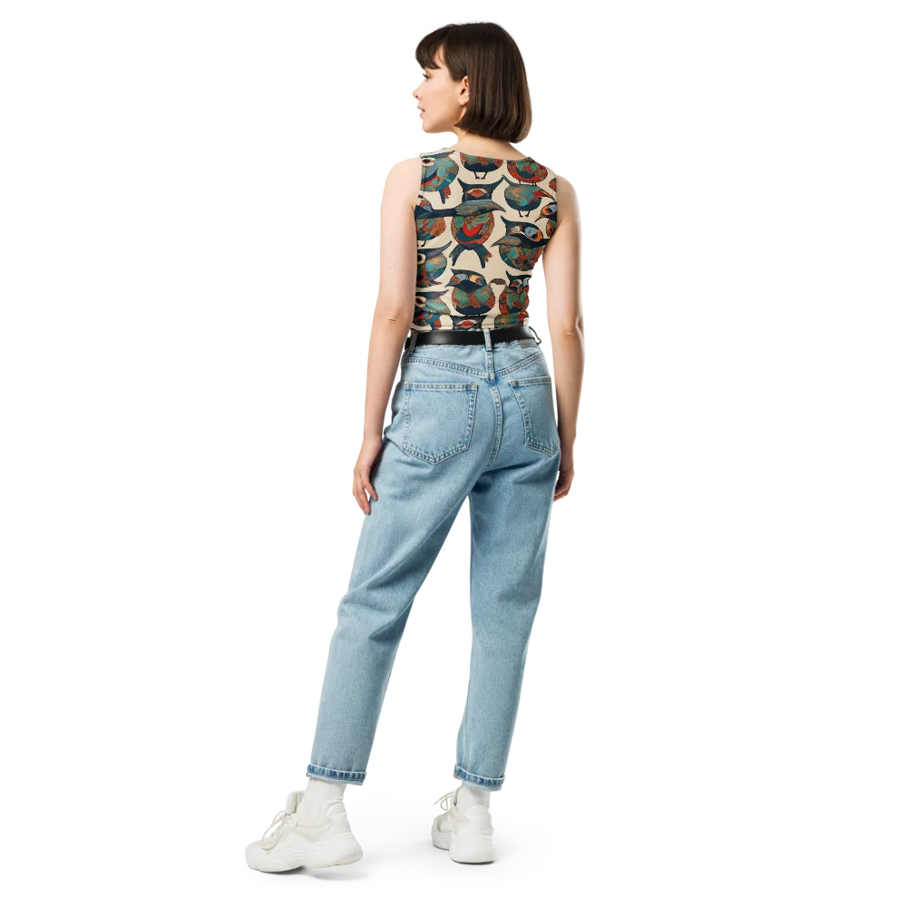 Ornithic Tapestry on Crop Top — Back