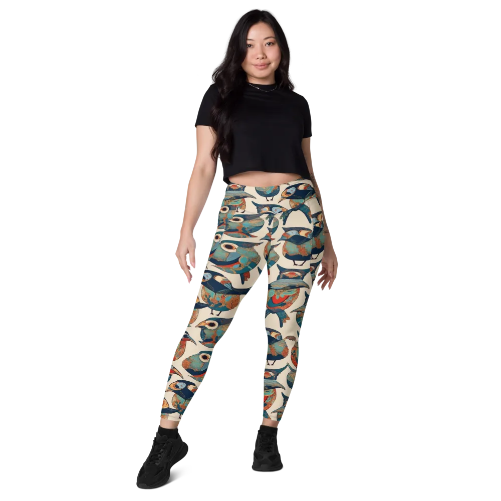 Ornithic Tapestry on Leggings with Pockets — Front