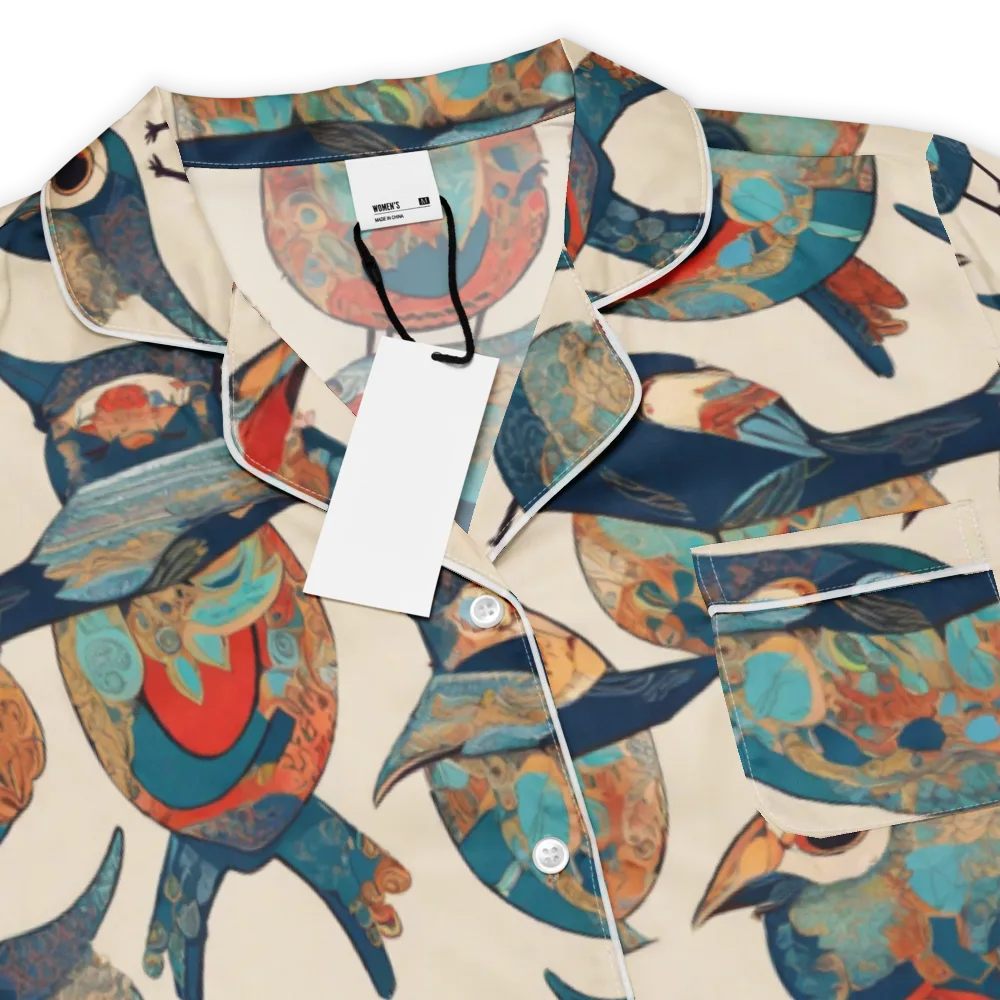 Ornithic Tapestry on Women's Short Sleeve Pajama Top — Product details