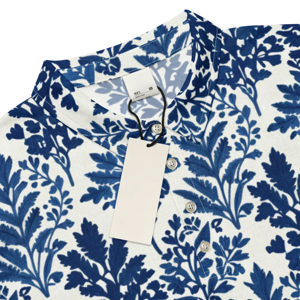 Blue Garden Ledger on Men's Slim Fit Polo Shirt — Product details