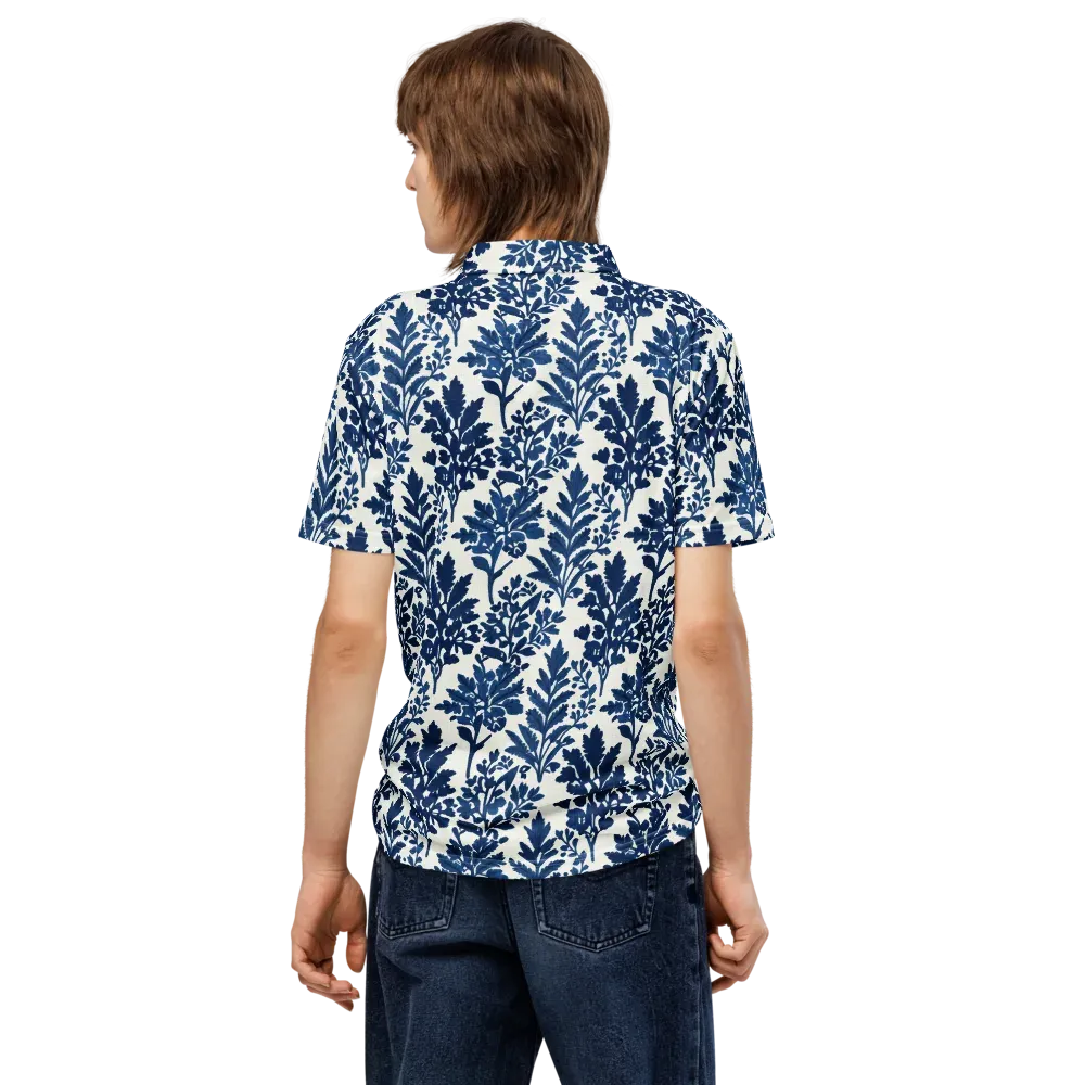 Blue Garden Ledger on Men's Slim Fit Polo Shirt — Back