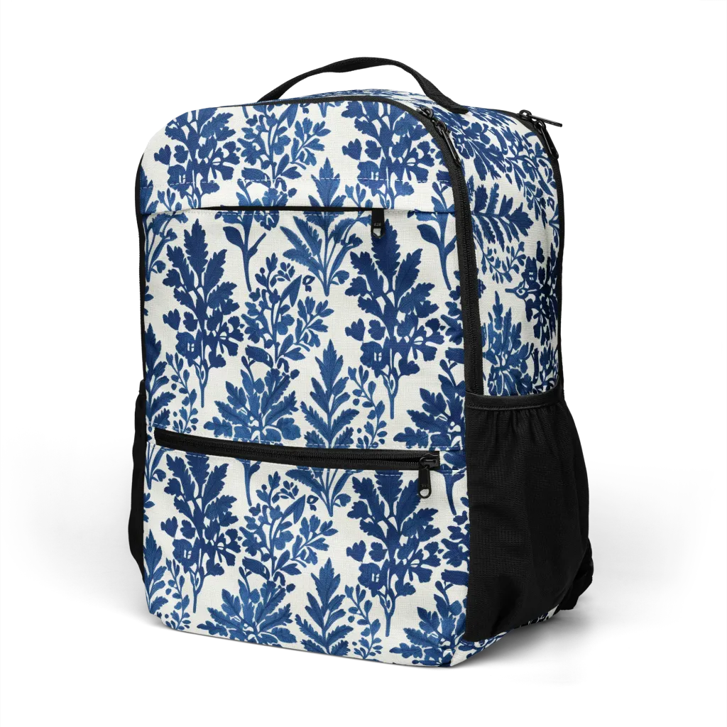 Blue Garden Ledger on Utility Backpack — Left Front