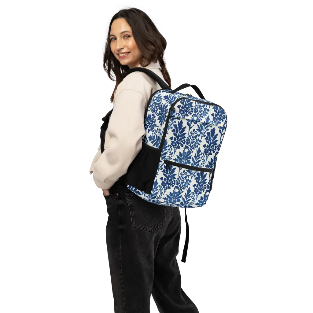 Blue Garden Ledger on Utility Backpack — Back