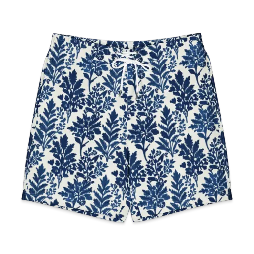 Blue Garden Ledger on a Men's Board Shorts