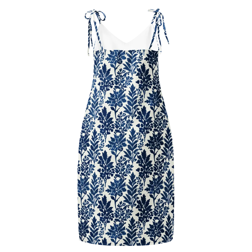 Blue Garden Ledger on Slip Dress — Back