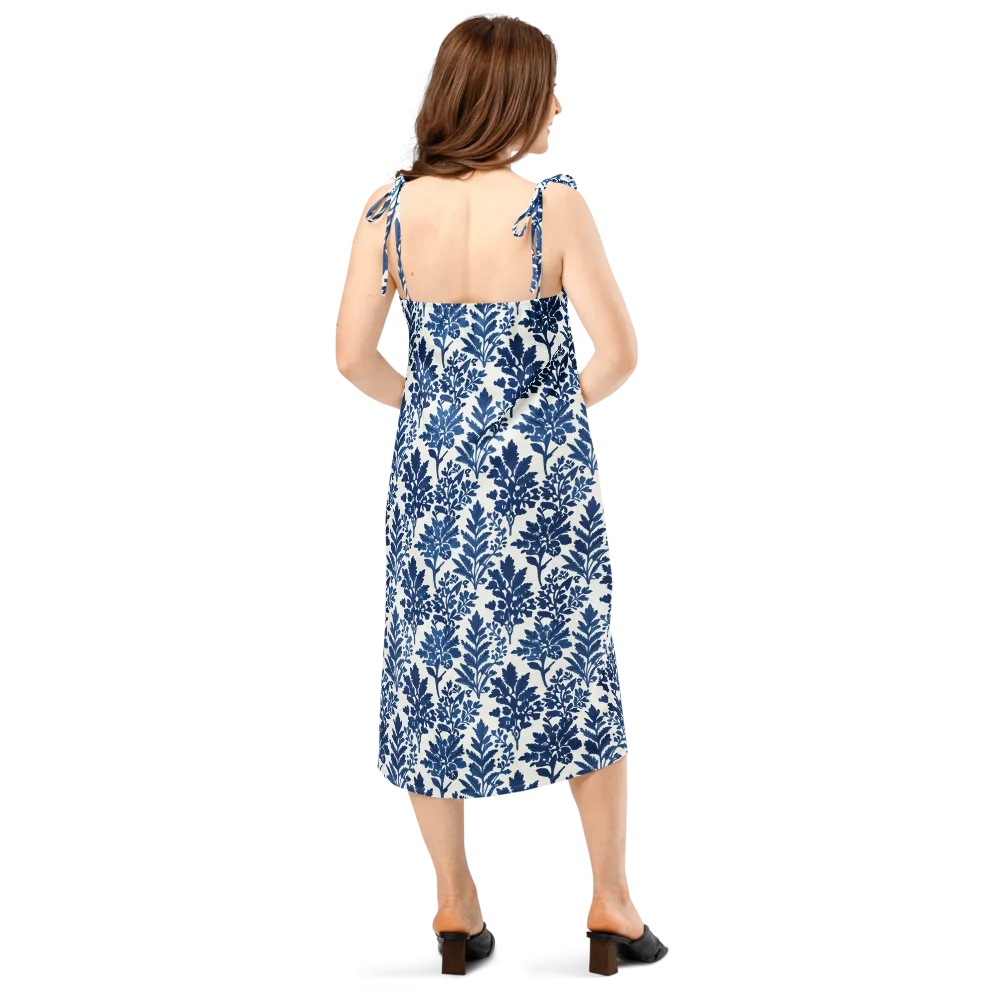 Blue Garden Ledger on Slip Dress — Back