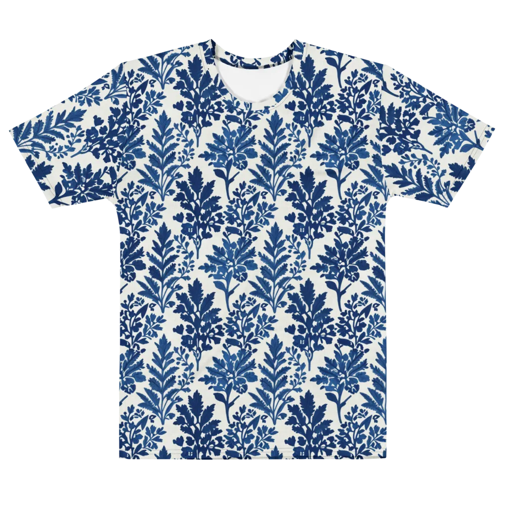 Blue Garden Ledger on Men's Cotton Crew Neck T-Shirt — Front