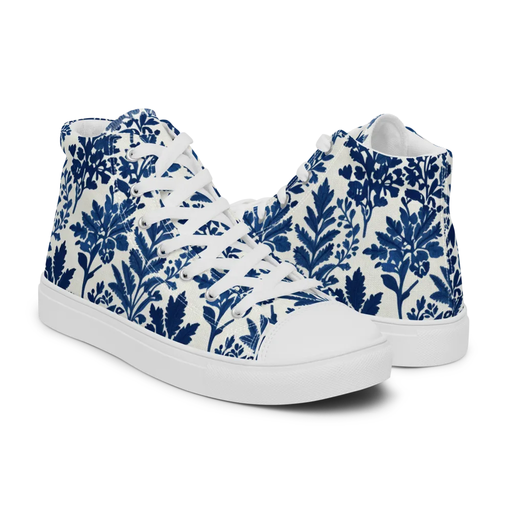 Blue Garden Ledger on Men's High Top Canvas Shoes — Right