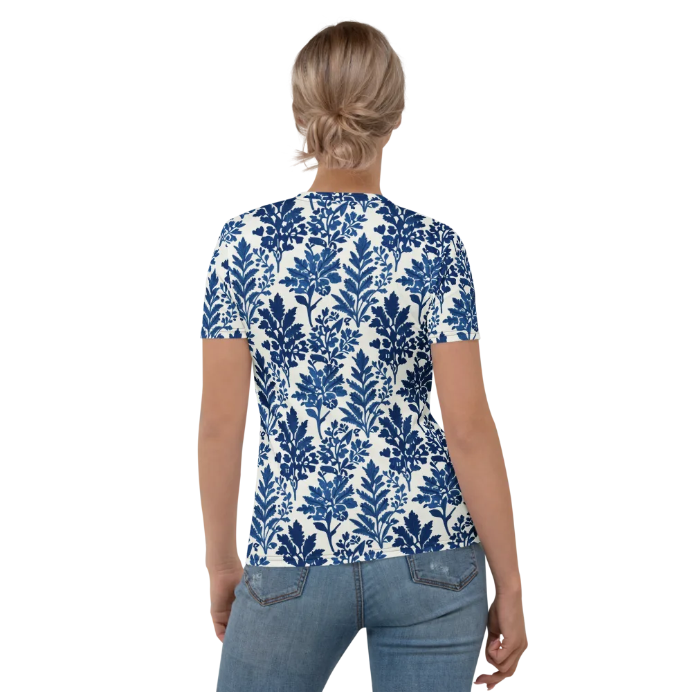 Blue Garden Ledger on Women's Crew Neck T-Shirt — Back