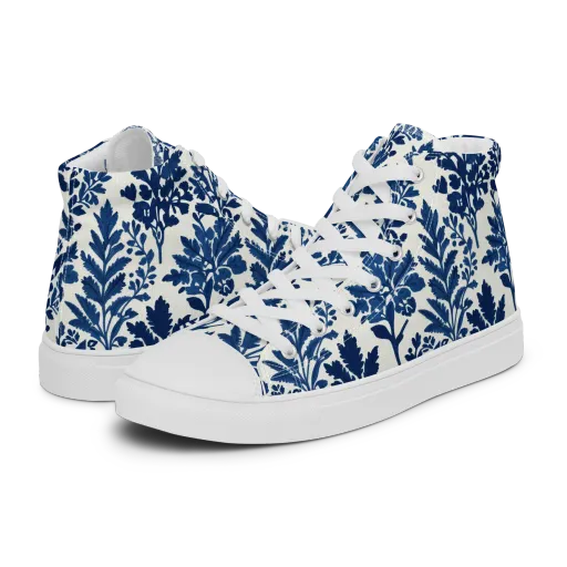Blue Garden Ledger on a Women's High Top Canvas Shoes