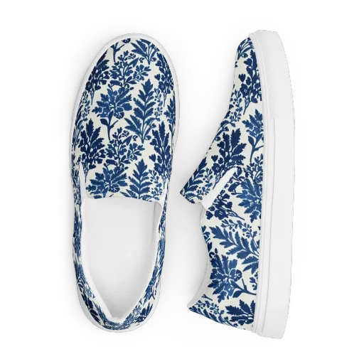 Blue Garden Ledger on a Men's Slip-On Canvas Shoes
