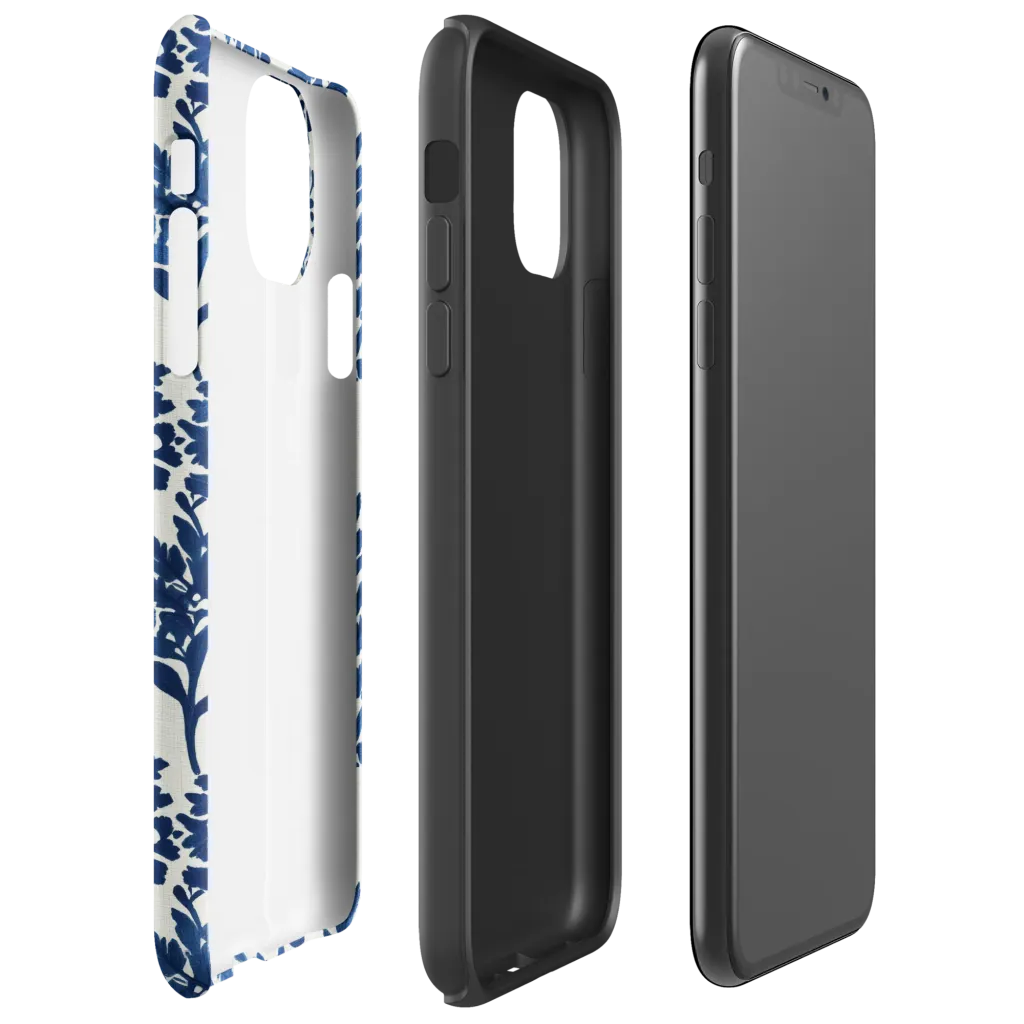 Blue Garden Ledger on Tough Case for iPhone® — Right