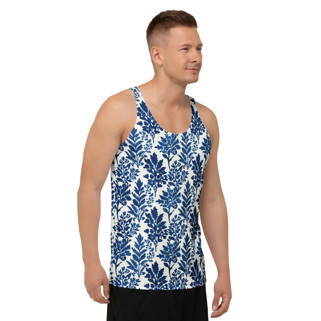 Blue Garden Ledger on Men's Tank Top — Right Front