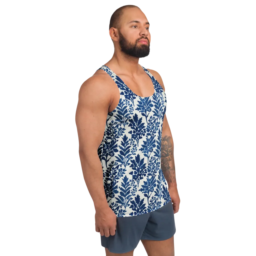 Blue Garden Ledger on Men's Tank Top — Right Front
