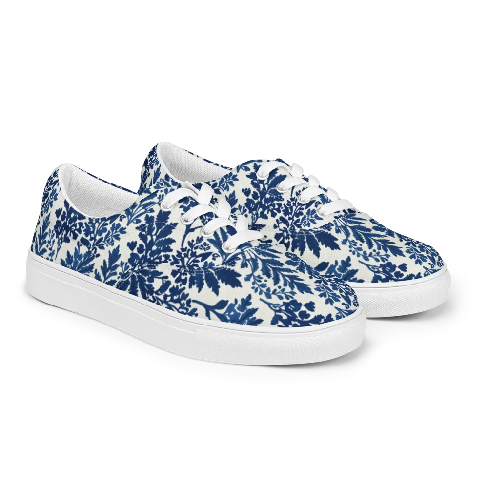 Blue Garden Ledger on Men's Lace-Up Canvas Shoes — Right Front