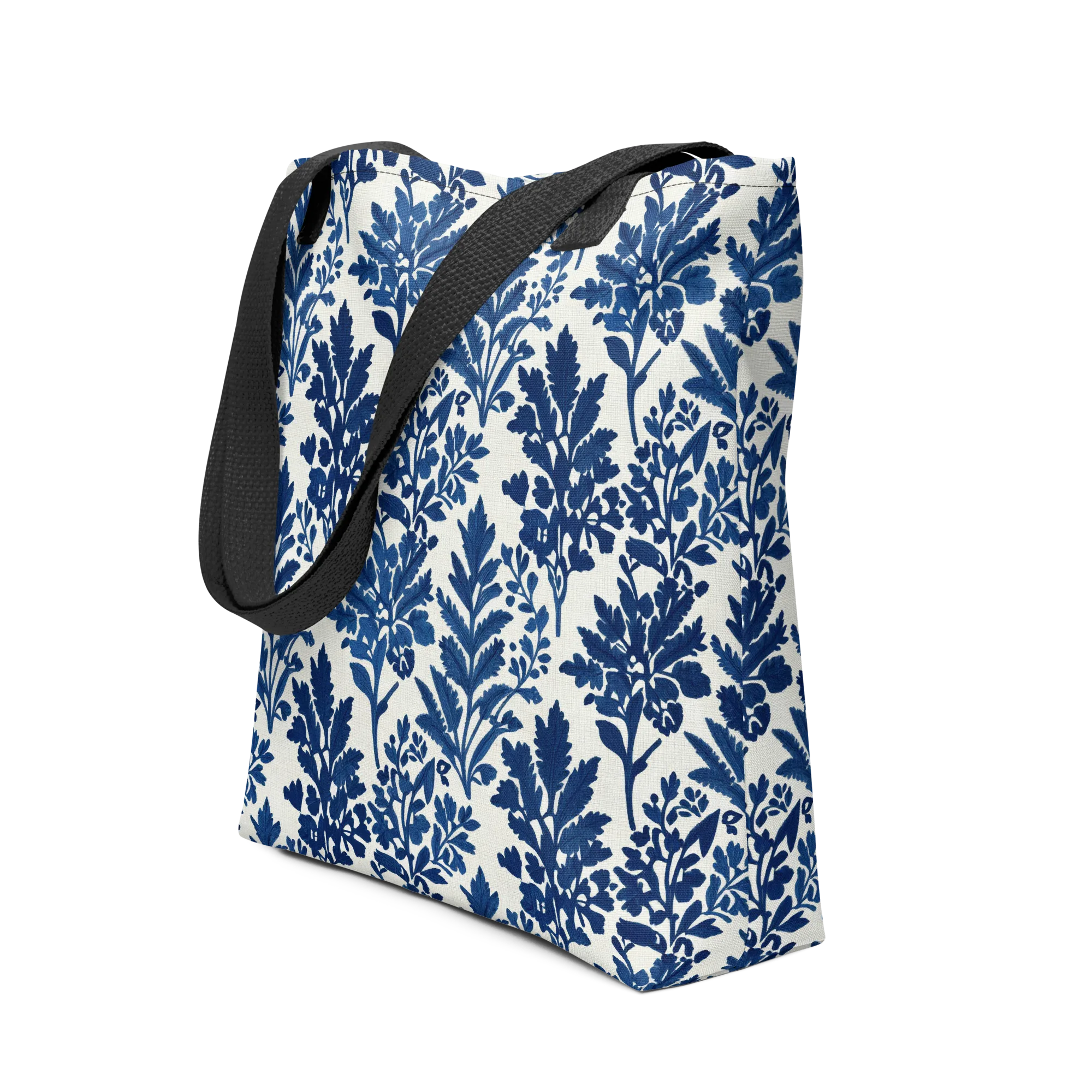 Blue Garden Ledger on Tote Bag — Front