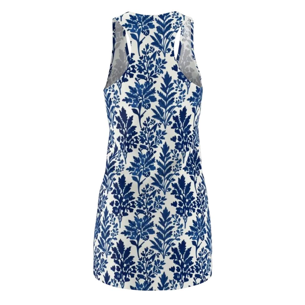 Blue Garden Ledger on Racerback Dress — Back