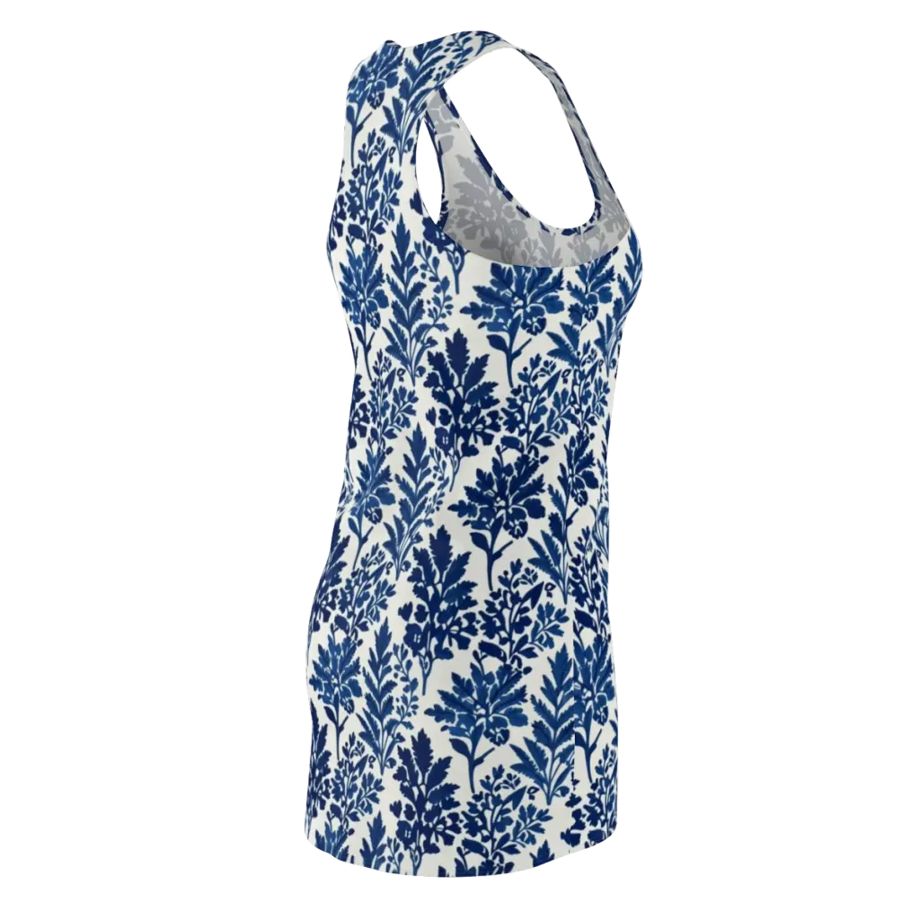 Blue Garden Ledger on Racerback Dress — Back Side