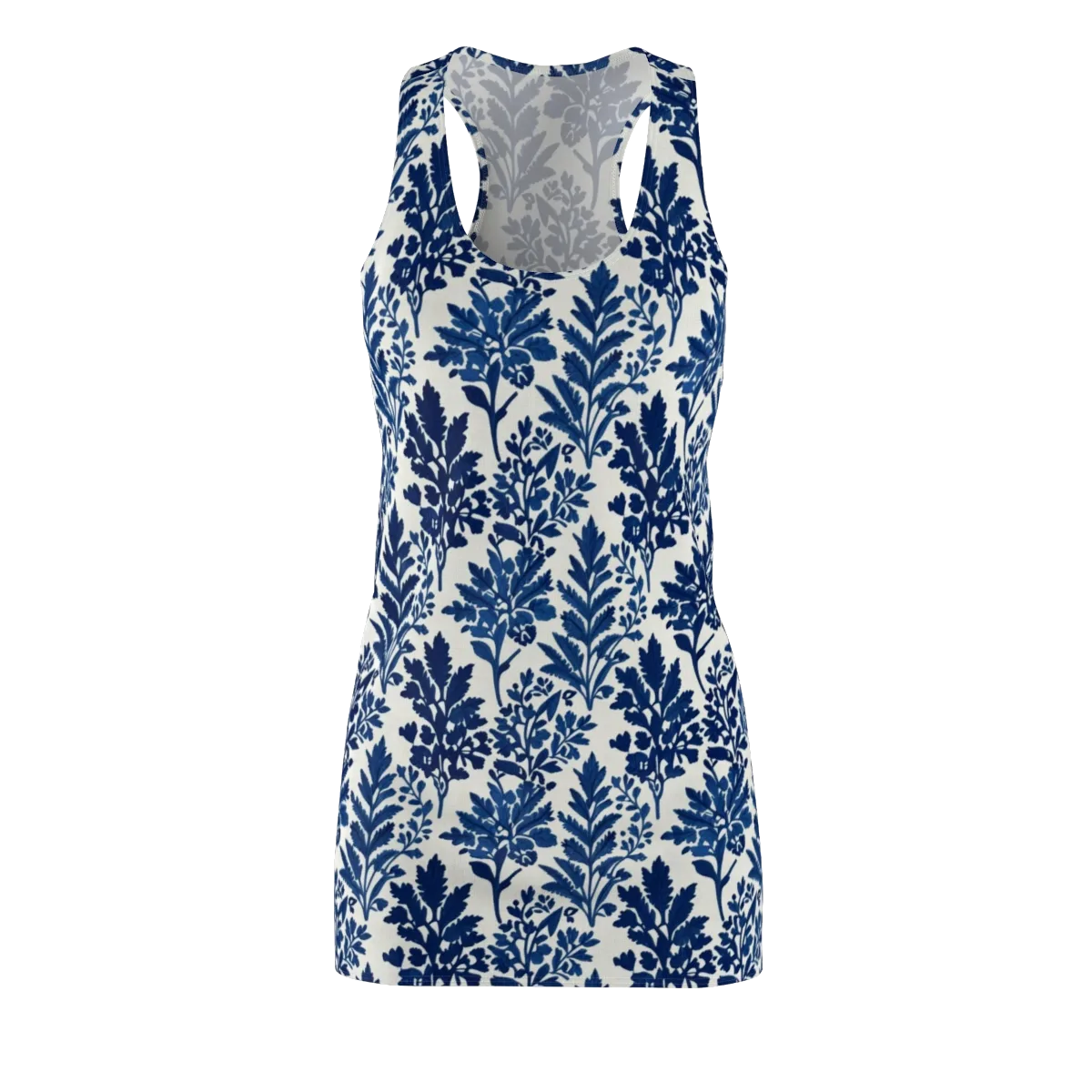 Blue Garden Ledger on Racerback Dress — Front