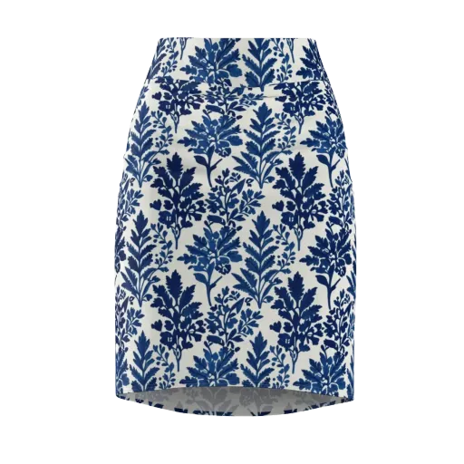 Blue Garden Ledger on a Pencil Skirt