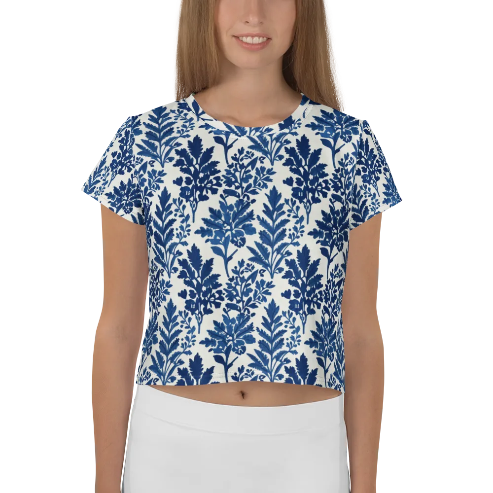 Blue Garden Ledger on Crop Tee — Front