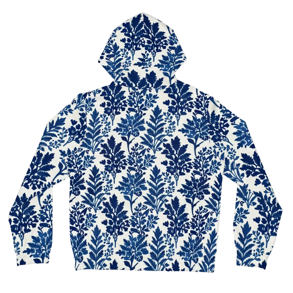 Blue Garden Ledger on Women's Full-Zip Hoodie — Back