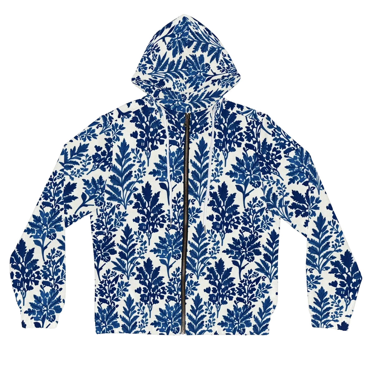 Blue Garden Ledger on Women's Full-Zip Hoodie — Front