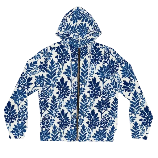 Blue Garden Ledger on a Women's Full-Zip Hoodie