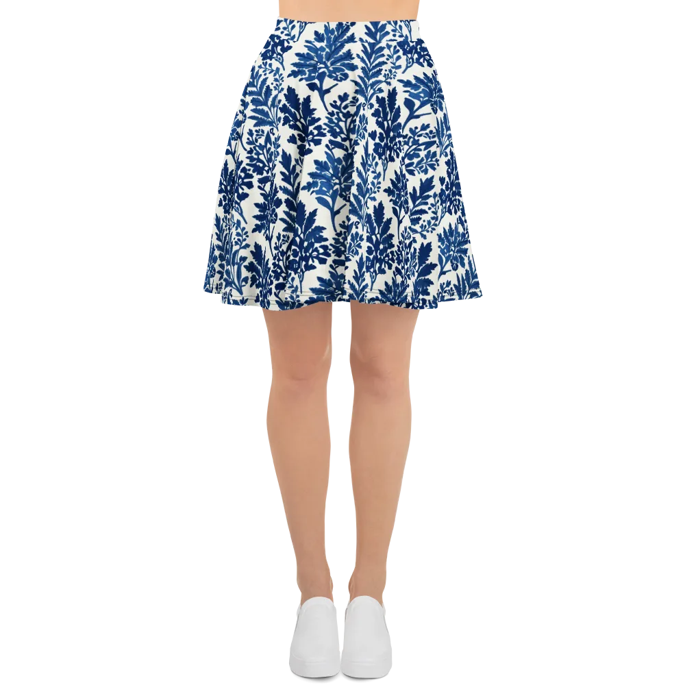Blue Garden Ledger on Skater Skirt — Front