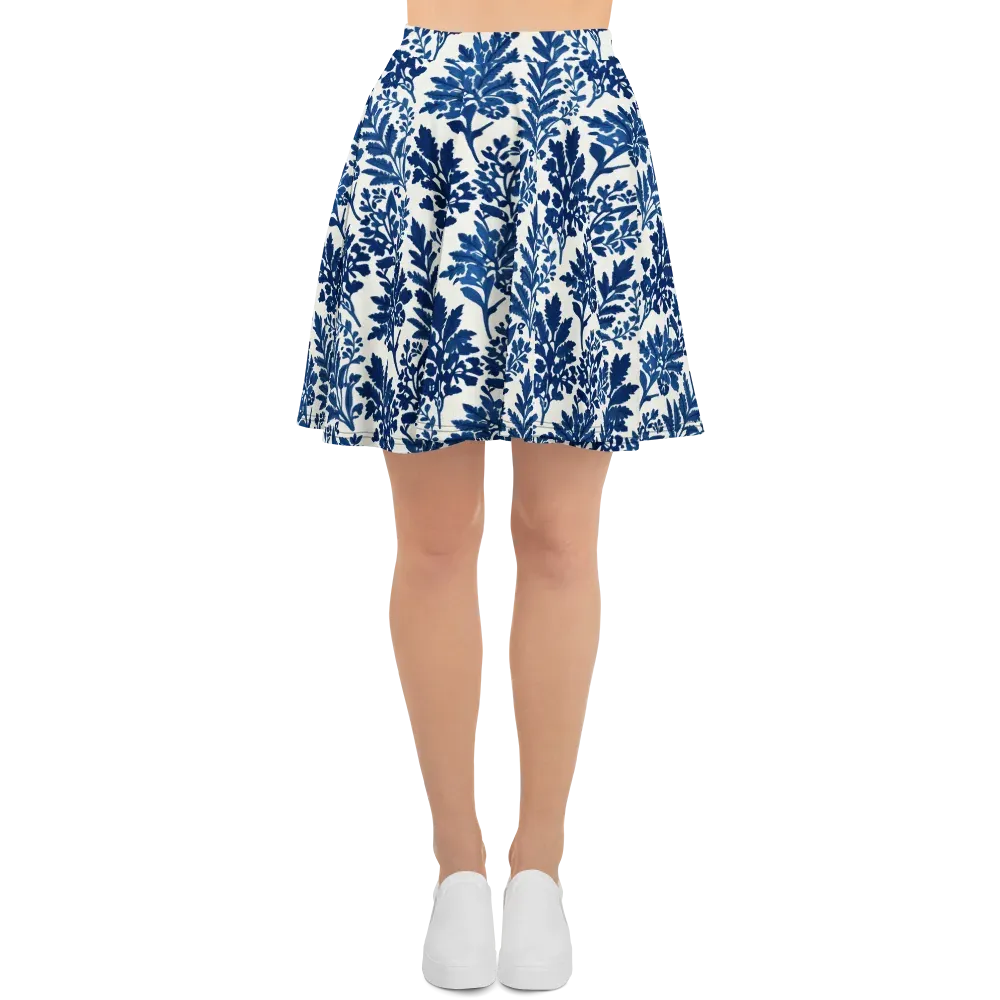 Blue Garden Ledger on Skater Skirt — Front