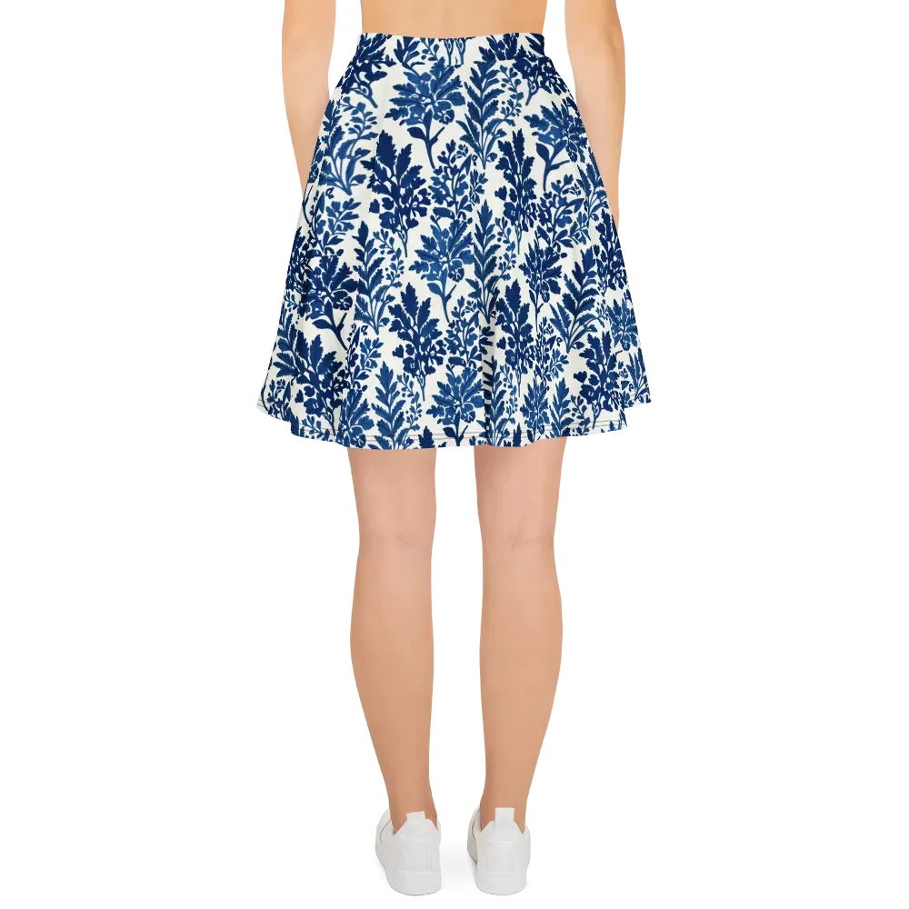 Blue Garden Ledger on Skater Skirt — Back