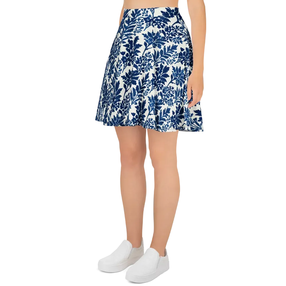 Blue Garden Ledger on Skater Skirt — Left