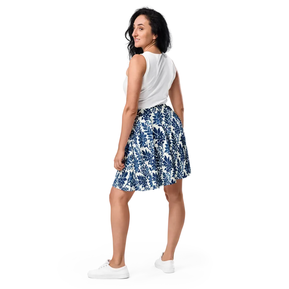 Blue Garden Ledger on Skater Skirt — Back