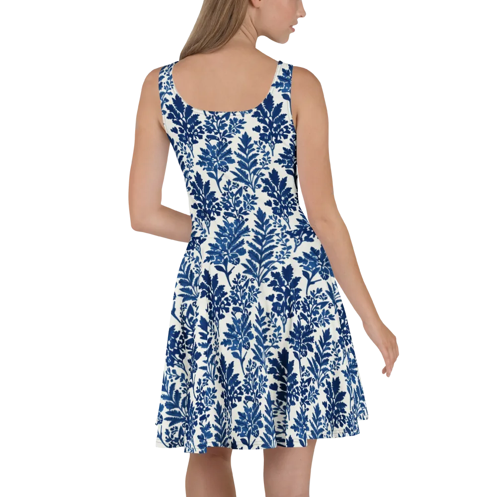 Blue Garden Ledger on Skater Dress — Back
