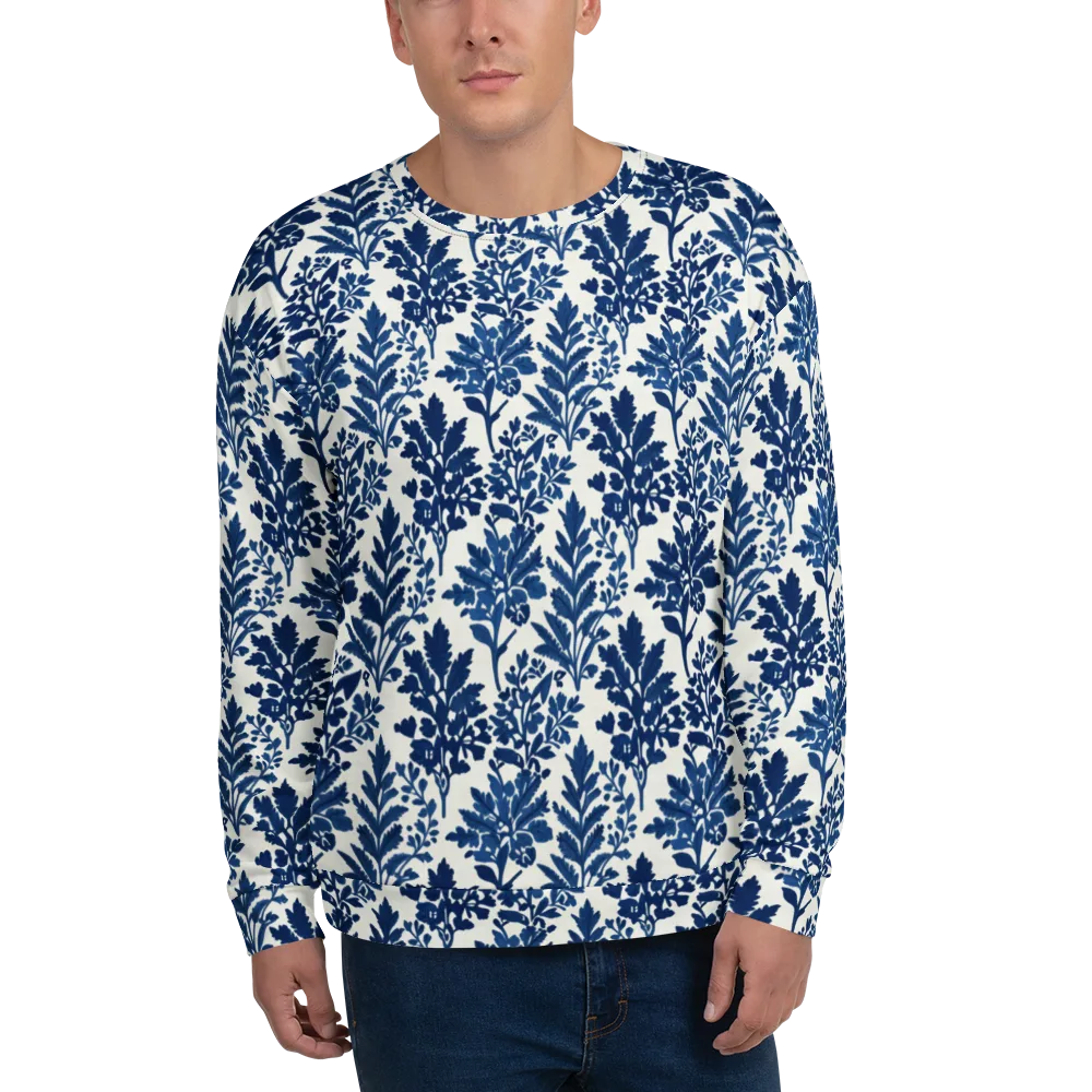 Blue Garden Ledger on Sweatshirt — Front