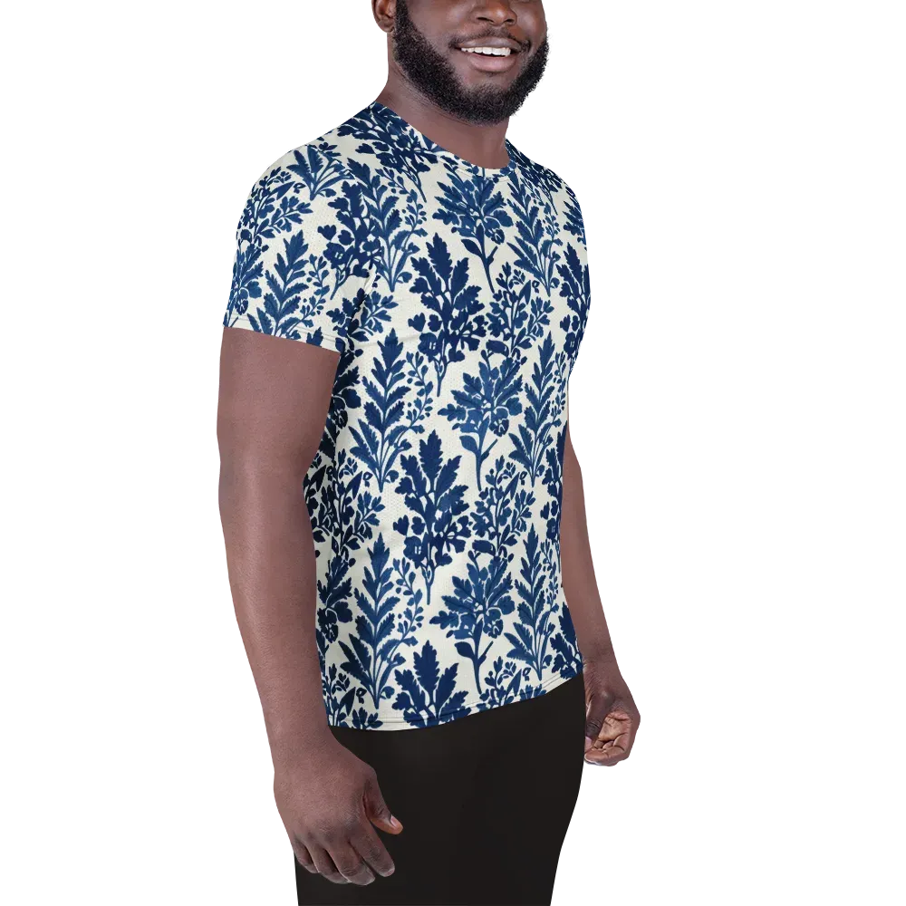 Blue Garden Ledger on Men's Athletic T-Shirt — Right