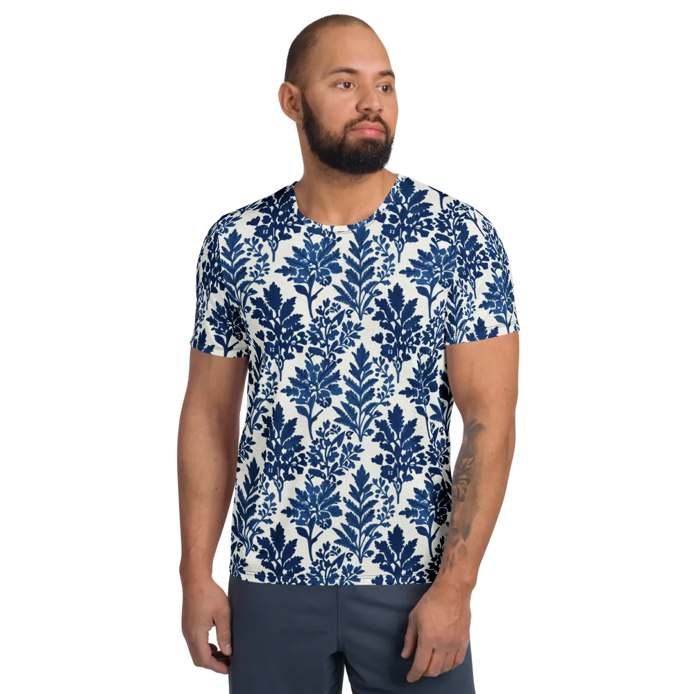 Blue Garden Ledger on Men's Athletic T-Shirt — Front