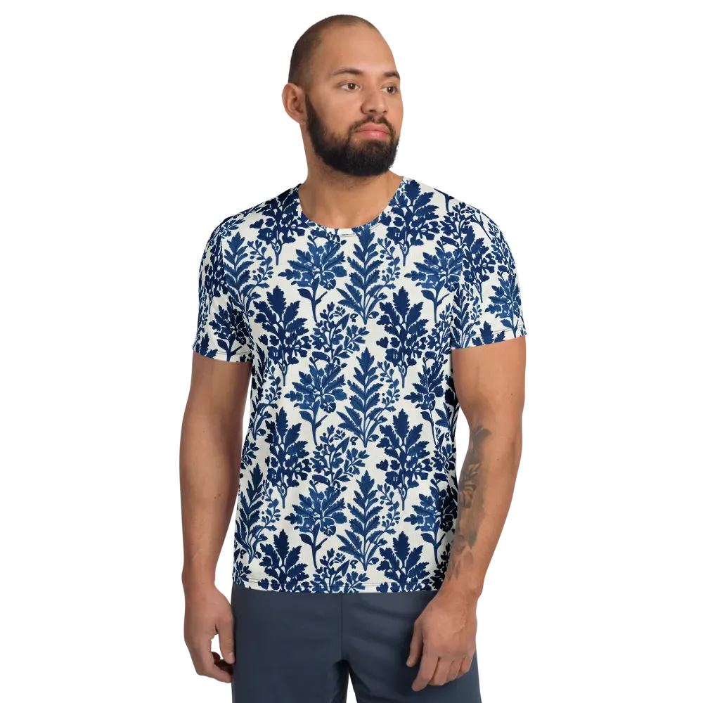 Blue Garden Ledger on Men's Athletic T-Shirt — Front