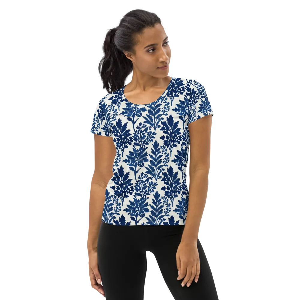 Blue Garden Ledger on Women's Athletic T-Shirt — Front