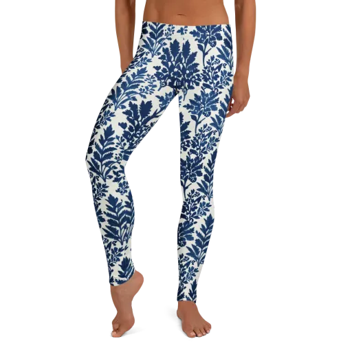 Blue Garden Ledger on a Leggings
