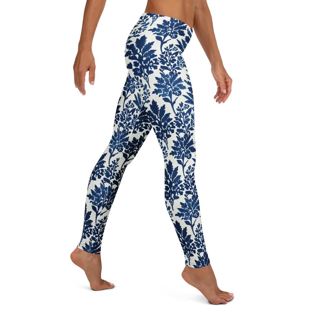 Blue Garden Ledger on Leggings — Right