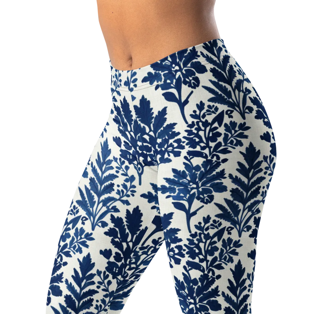 Blue Garden Ledger on Leggings — Left Front
