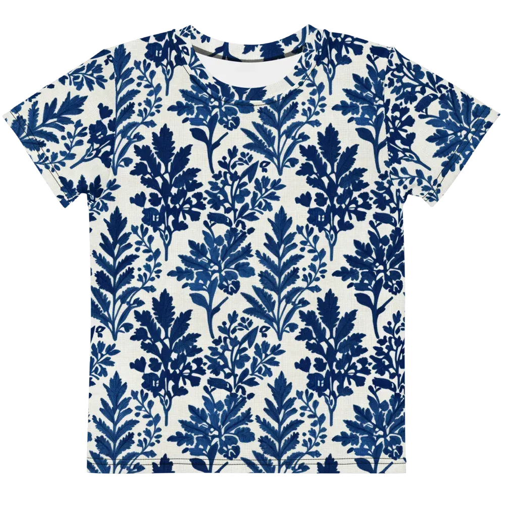 Blue Garden Ledger on Kids Crew Neck T-Shirt — Front