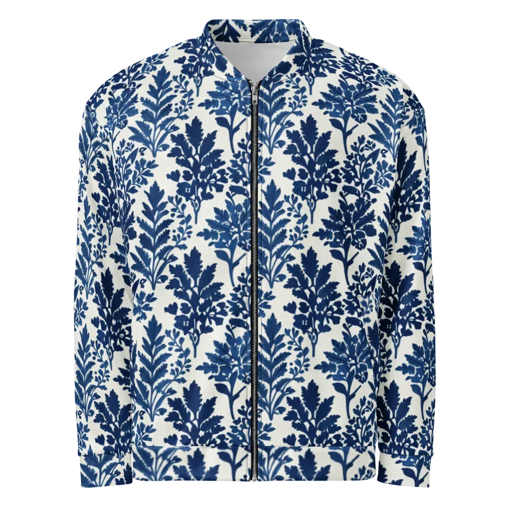 Blue Garden Ledger on Bomber Jacket — Front