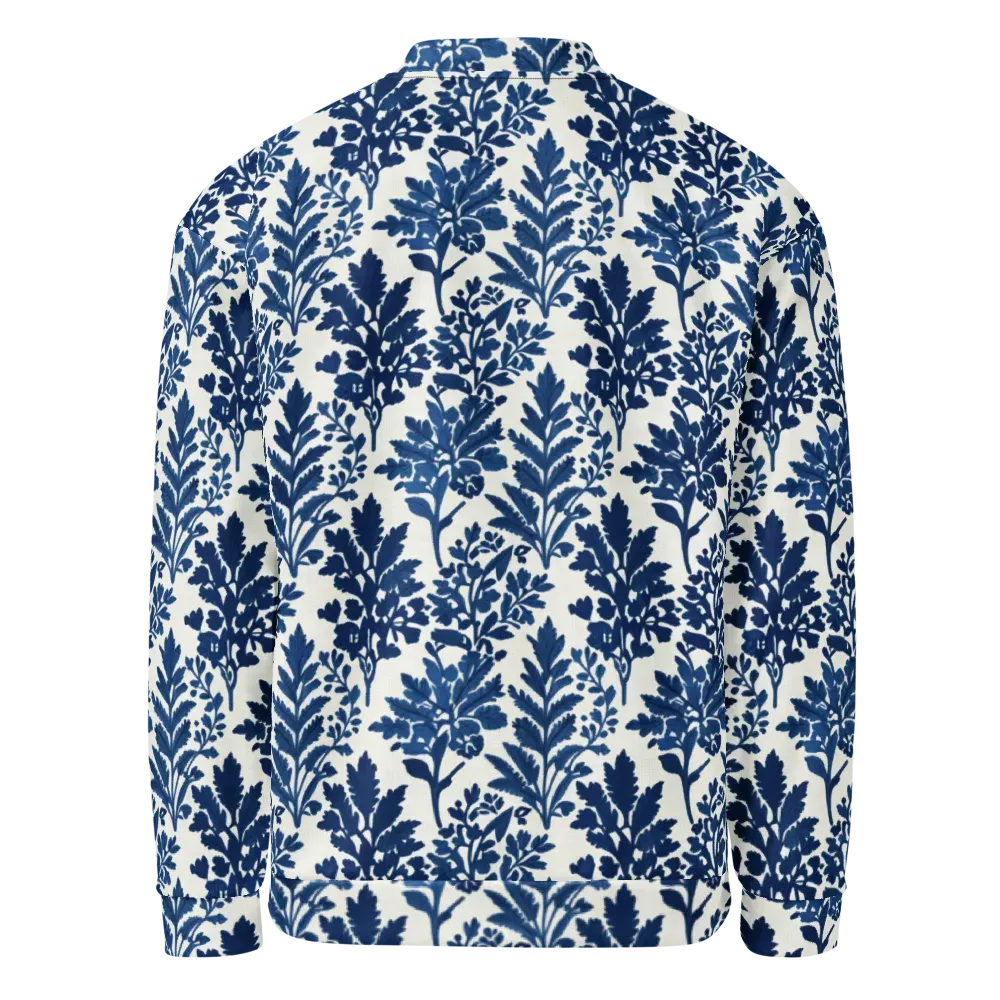 Blue Garden Ledger on Bomber Jacket — Back