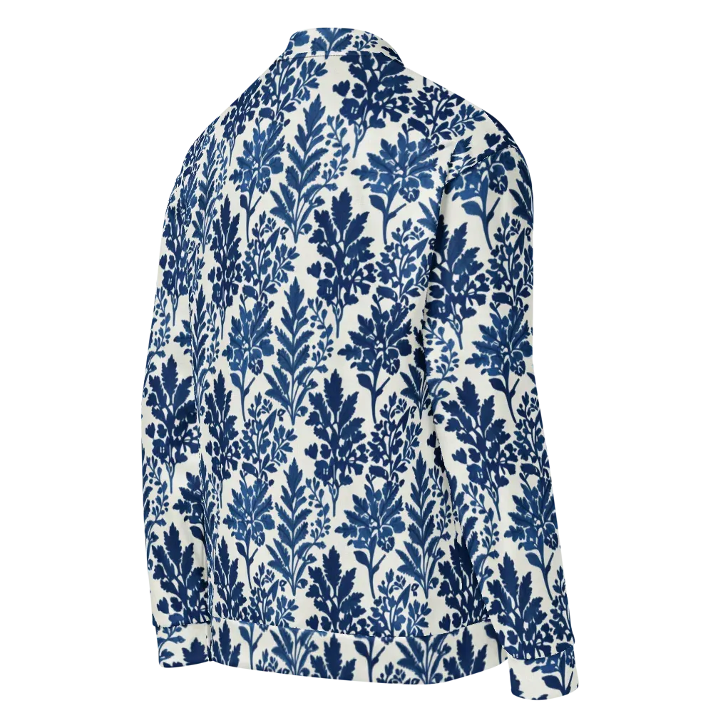Blue Garden Ledger on Bomber Jacket — Right Back