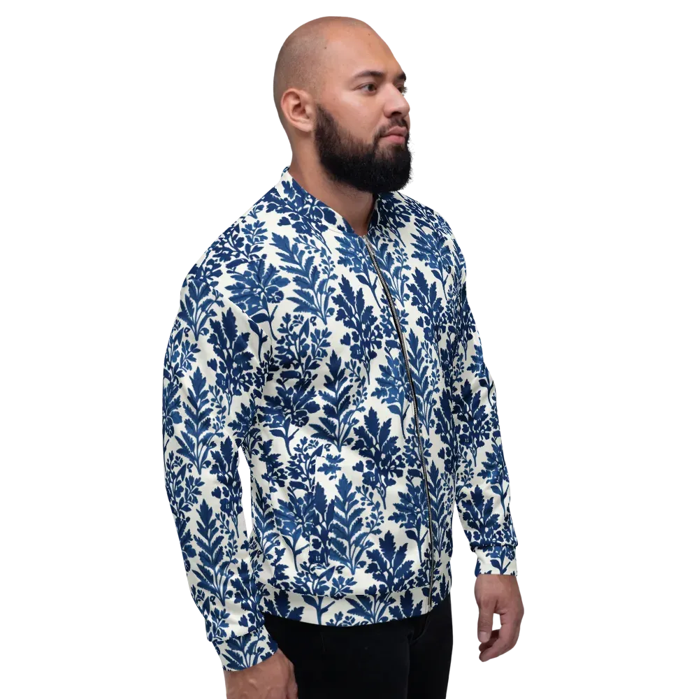 Blue Garden Ledger on Bomber Jacket — Right