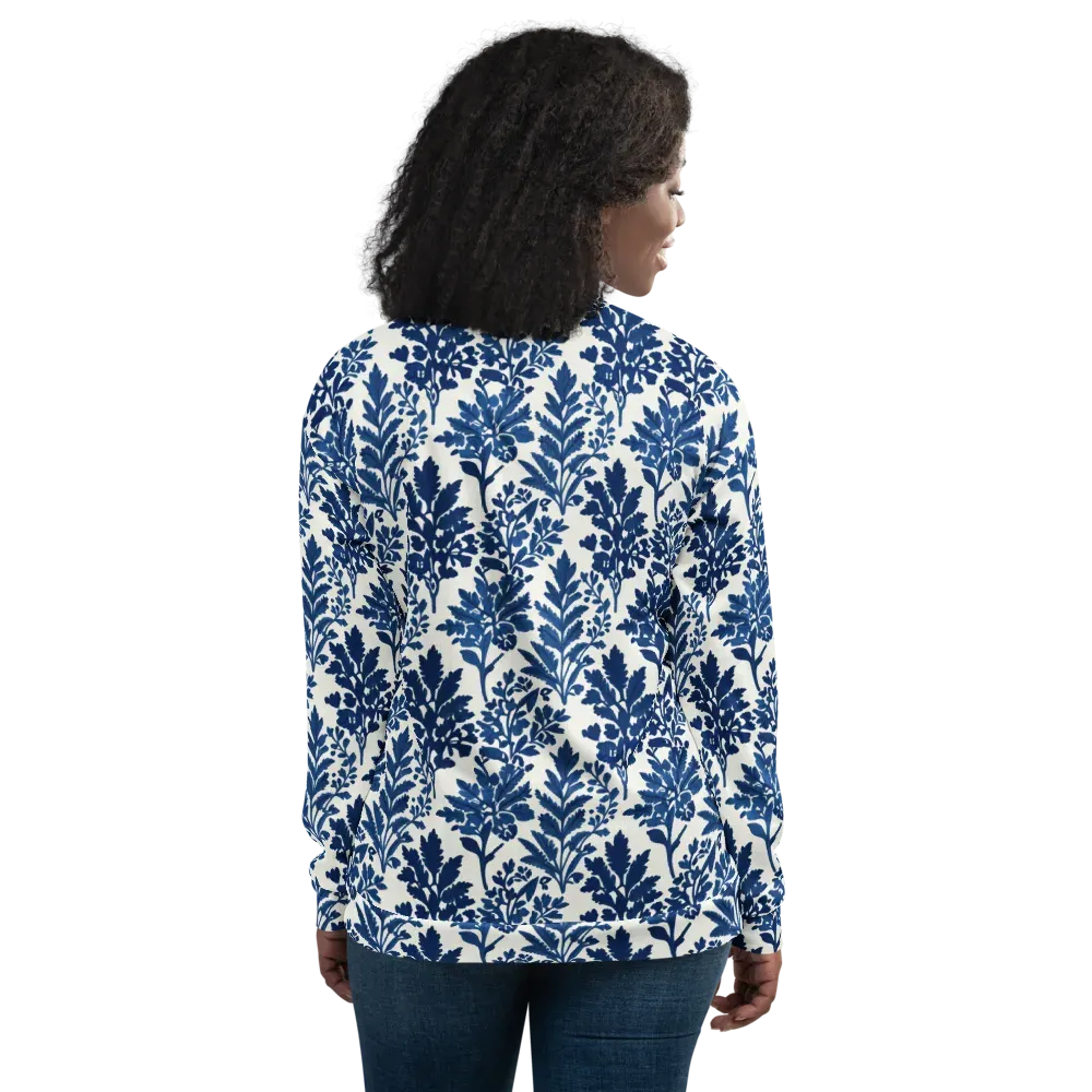 Blue Garden Ledger on Bomber Jacket — Back