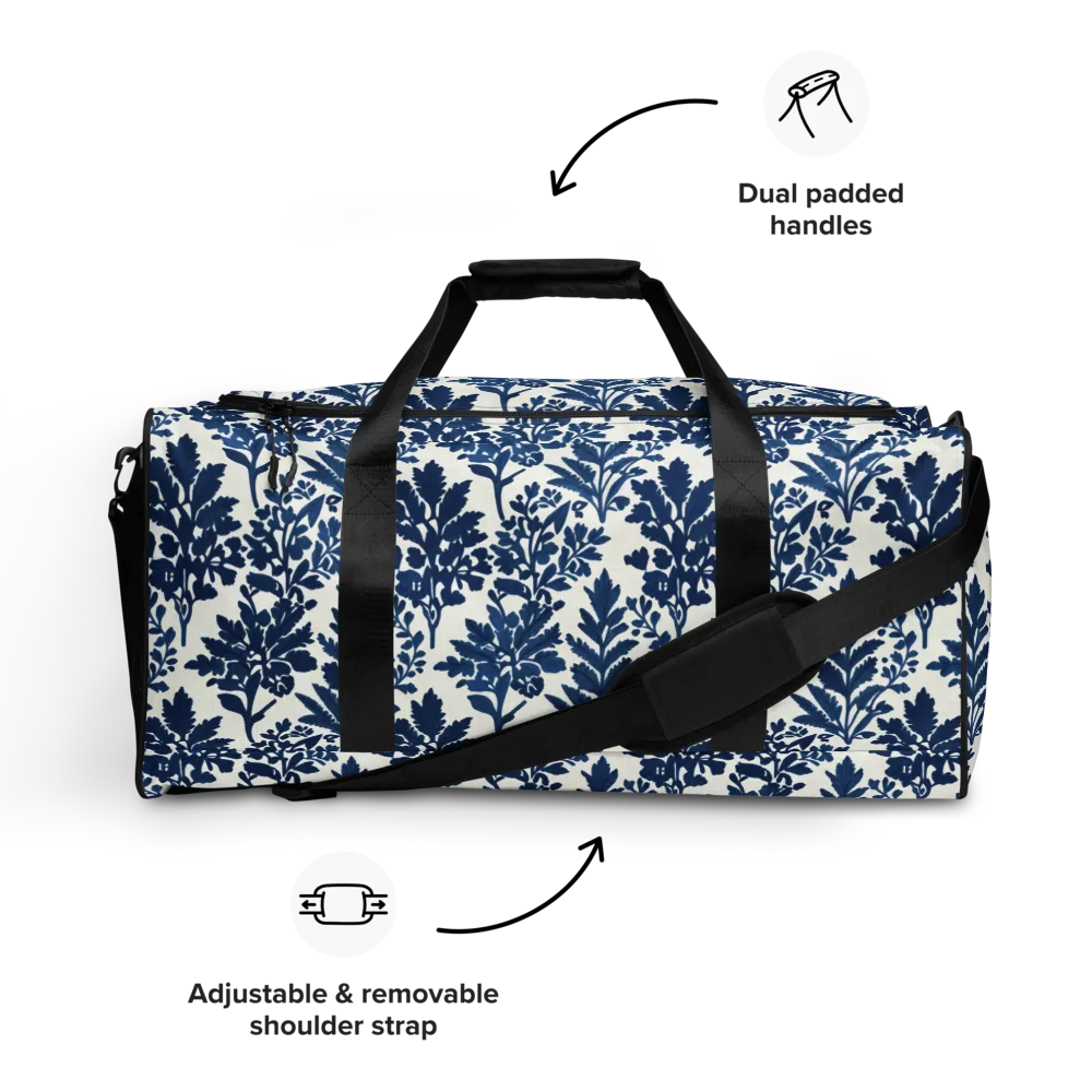 Blue Garden Ledger on Duffle Bag — Front